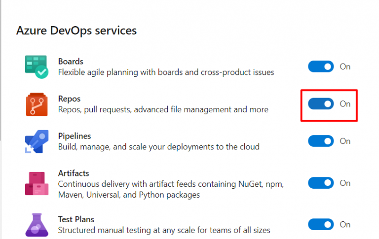 How to turn off AzureRepos for a Project – AzureDevOps Guide