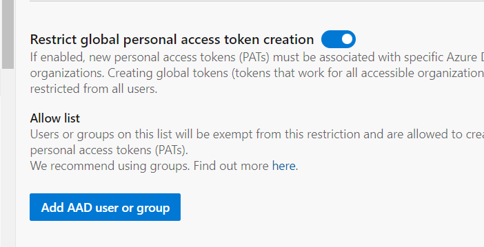 Skraldespand romersk Patriotisk Restricting Global access PAT token creation | Azure DevOps